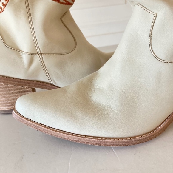 NWT Italian Cowboy Marco Delli Huyana Ivory Leather Embroidered Boots Sz 40 - Picture 2 of 11